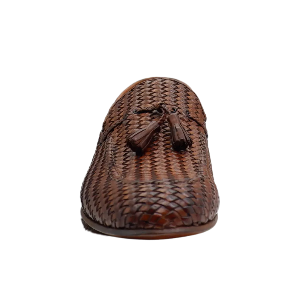 BRU9495 Men's Elegant Hand Woven Moccasin with Tassels in Siena (BRU9495)