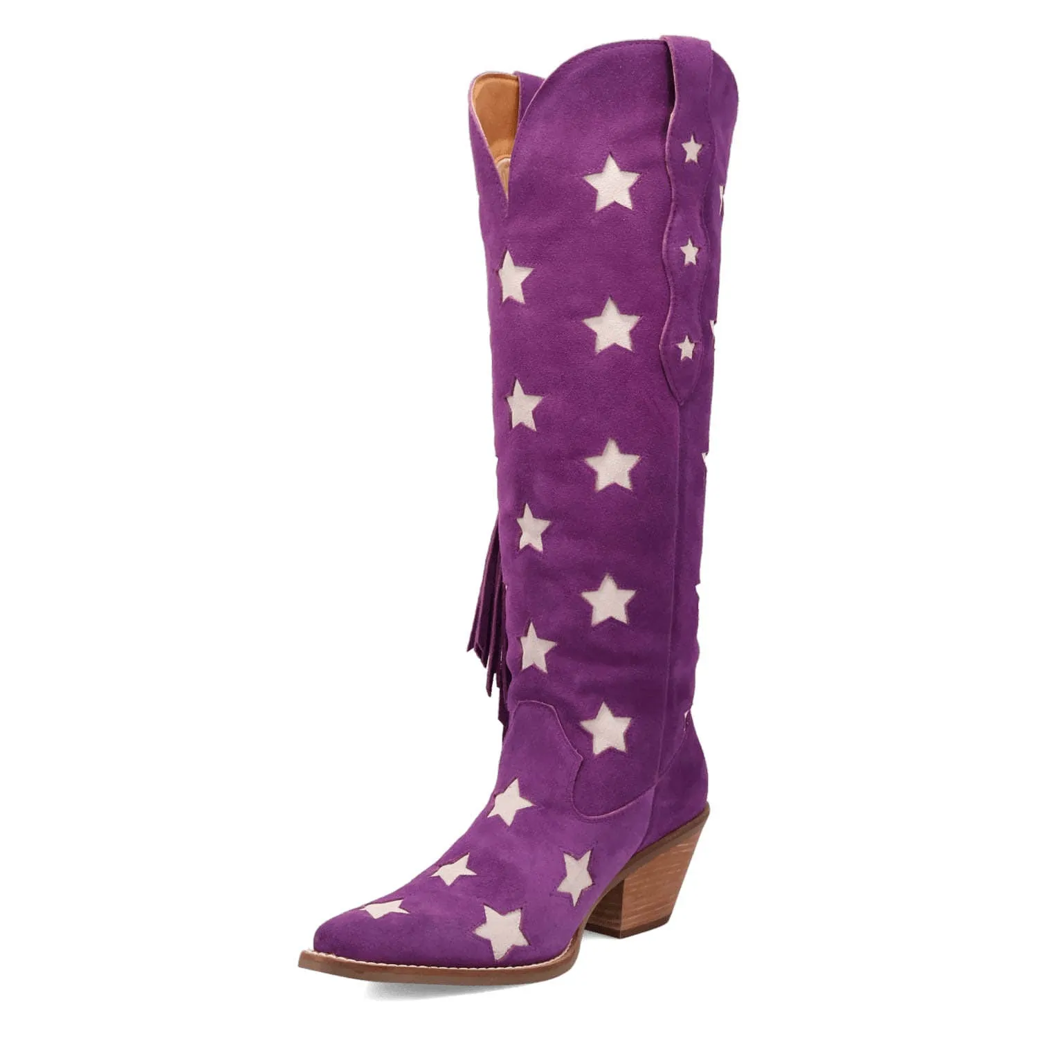 Dingo Womens Super Star Purple Suede Cowboy Boots