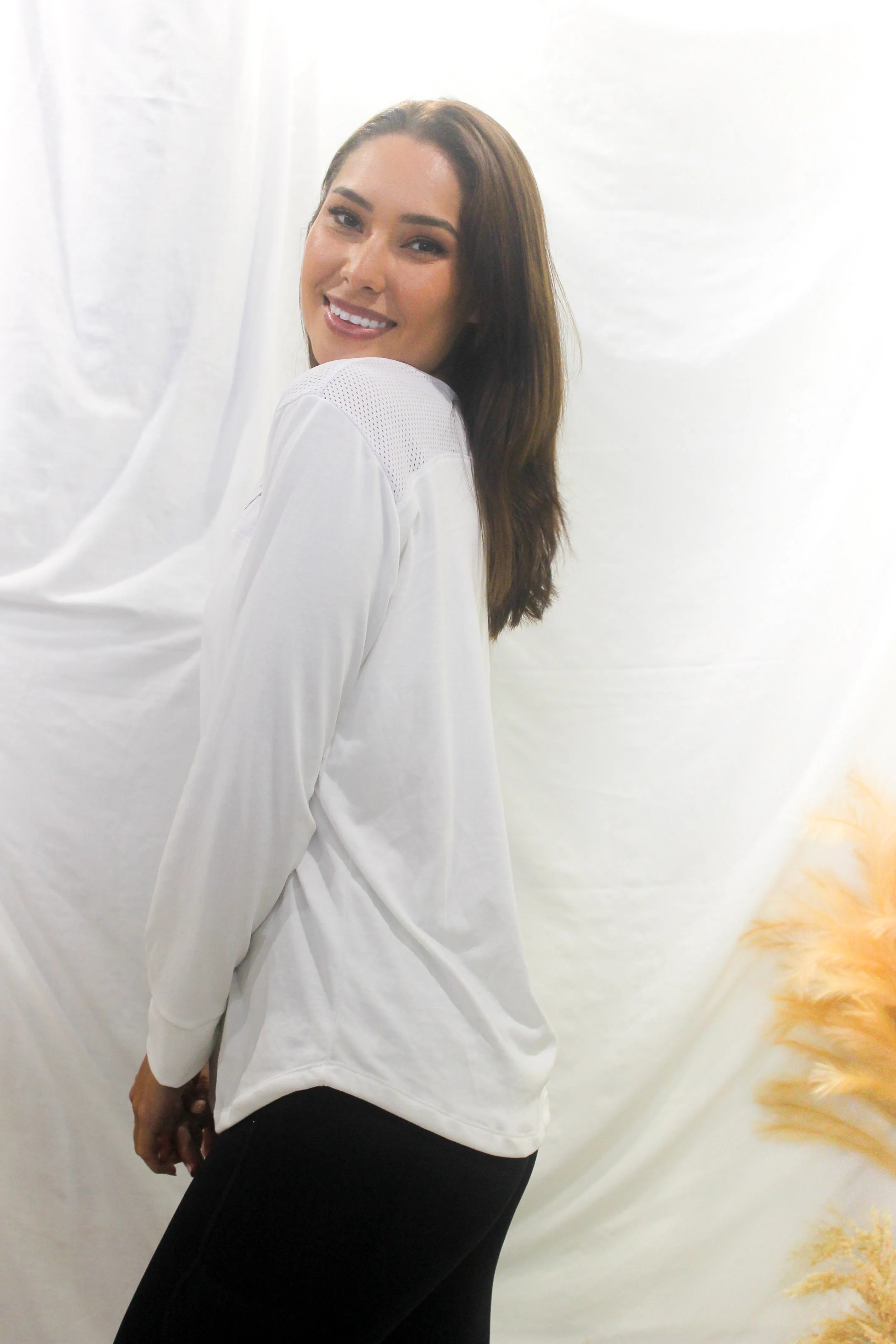 White Mesh Long Sleeved Top XS - 3XL